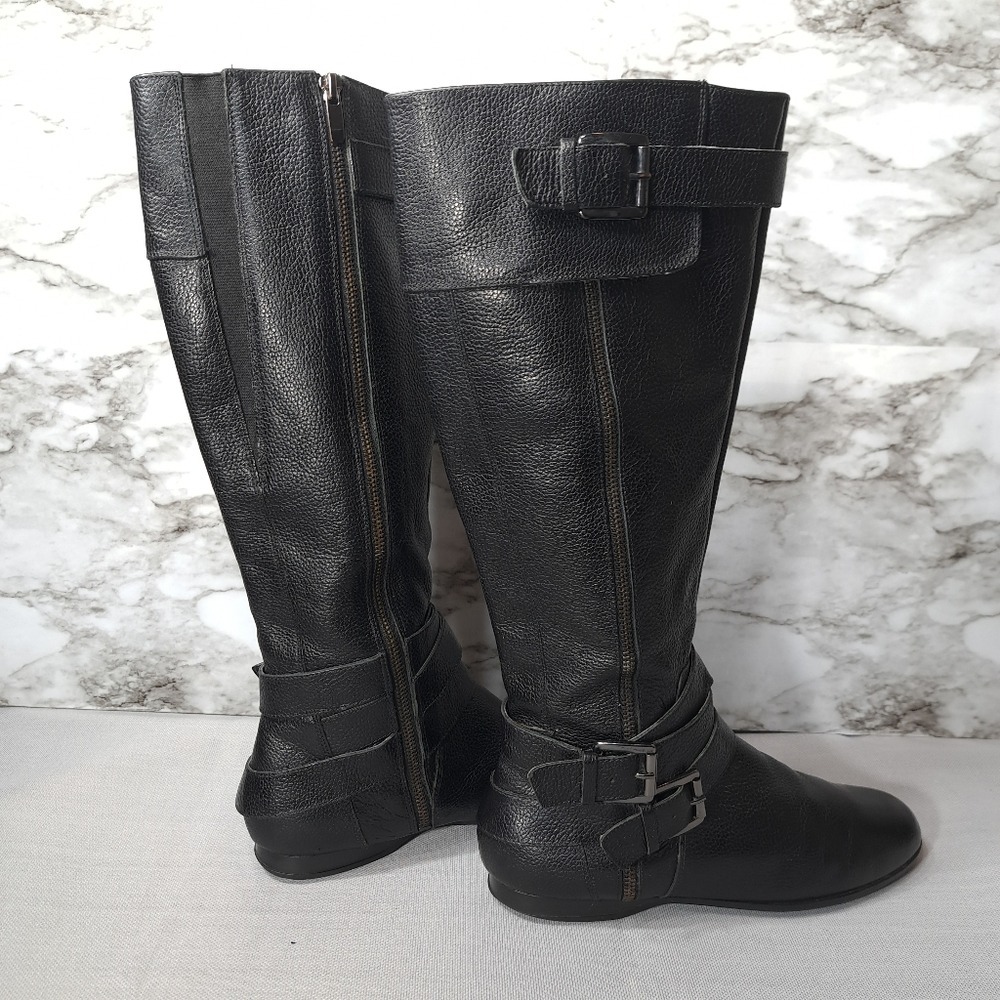 Enzo Angiolini Women's Tall Boots Black Leather Eazenzi Size 9M Riding Boots